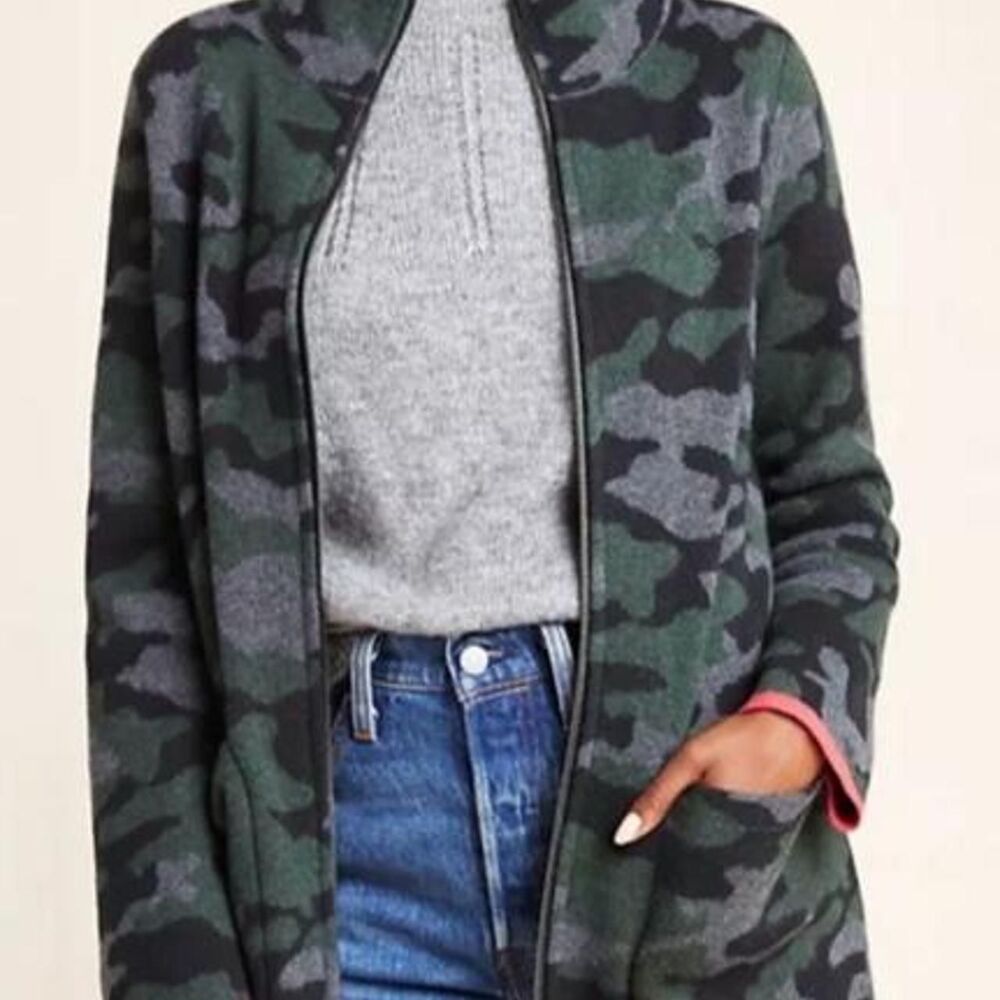 Anthropologie Field & Flower Camo Wool Zip Sweater Coat – Size M